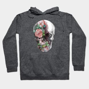 Skull in flowers, watercolor Hoodie